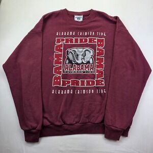 VTG Lee Alabama Crimson Tide Elephant Sweatshirt XL Maroon University Fanwear